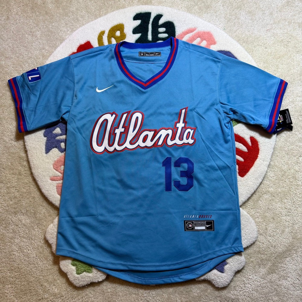 Nike Atlanta Braves Ronald Acuña Jr  #13 City Connect Jersey Blue Mens Small